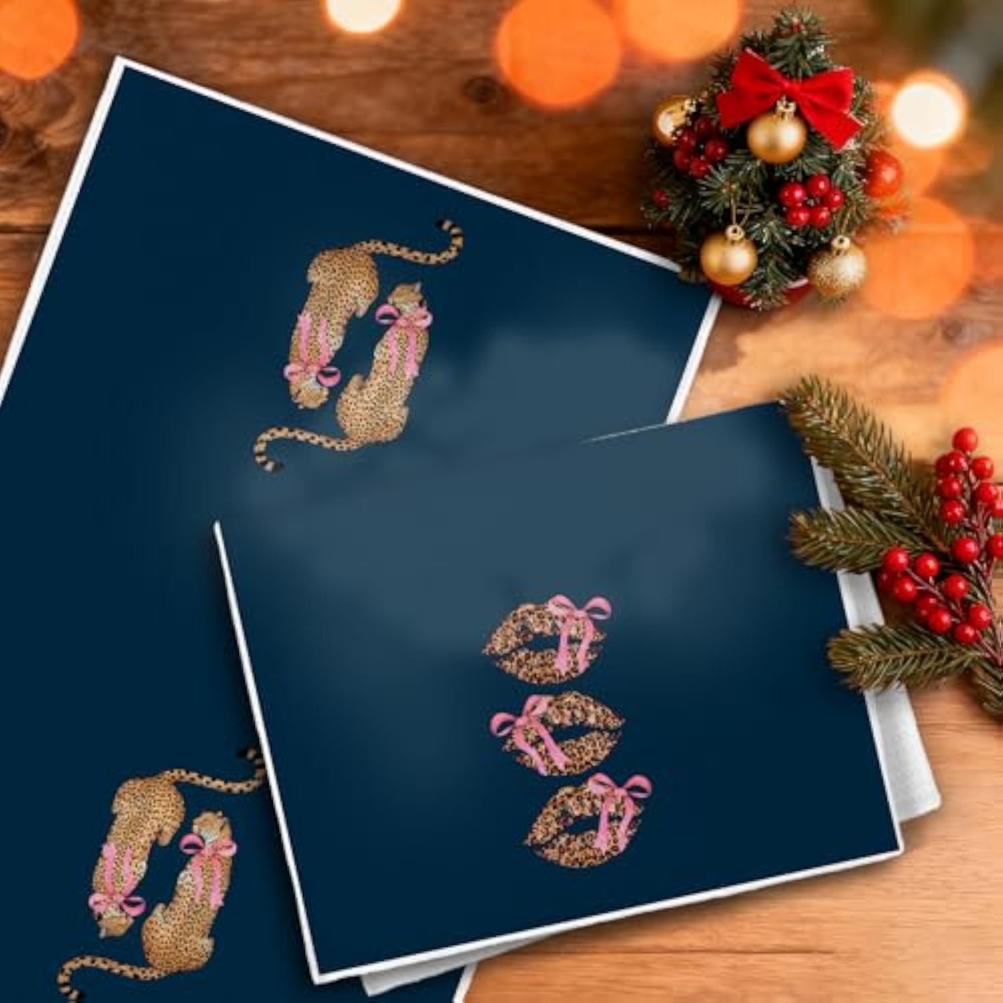 Coquette Pink Bow Cheetah Lips Kitchen Towels, Trendy Decor