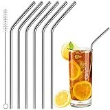 Acerich Set of 6 Stainless Steel Straws, Acerich Reusable Metal Straws for 30 oz & 20 oz Tumblers Cups Mugs Cold Beverage, Free Cleaning Brush Included