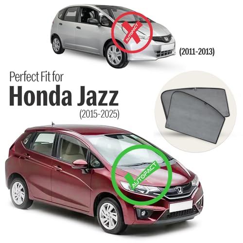 Image of Autofact Car Sunshades for Honda Jazz (2015 to 2024), UV Protection, Useful Car Accessories, Custom fit Sun Shades for Side Windows, Set of 4