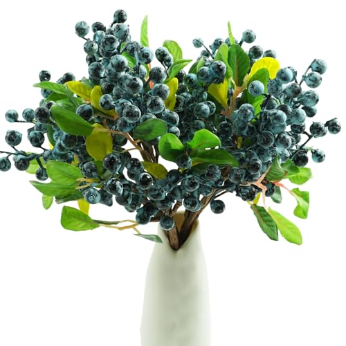 6 Pcs Artificial Blueberry Branches Fake Blueberries Picks with Stem for Vase 9.44