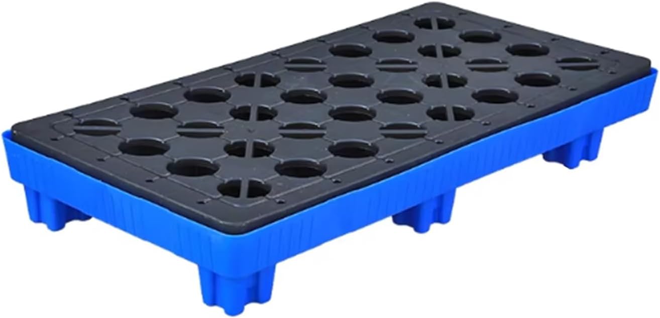 Industrial Spill Containment Platform, 1/2 Drum Modular Load Capacity Containment Tray, Yellow and Black Spill Pallet with Forklift Pockets(Blue)