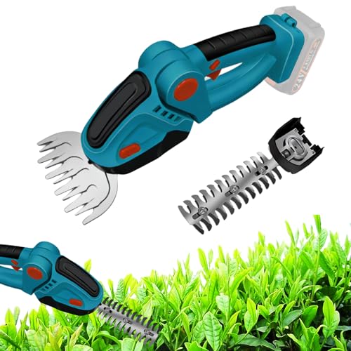 2 en 1 Tijera Cortacésped y Arreglasetos para batería Makita, 2500 RPM Tijeras de Jardín Eléctrico Tijeras Cortabordes Inalámbrico con 2 Cuchillas para podar césped, arbustos y setos