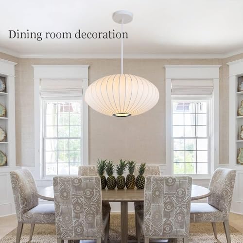 JIANTLAIUS Italian Silk Pendant Light, 19.7 Inch White Bubble Fabric Lantern Ceiling Hanging lamp, Modern Silkworm Cocoon Chandeliers Fixture for Living Dining Room Kitchen Island Restaurant Foyer by JIANTLAIUS - Used condition - Image 3