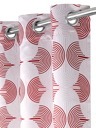 Image of Printed 2 Piece Polyester Eyelets Blackout Opaque Curtains with Tie Back, for Bedroom and Living Room (Door (7 Feet), Regal)