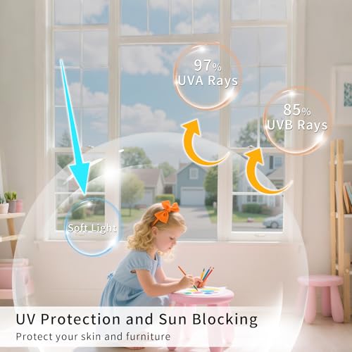 Filmgoo Window Privacy Film One Way Daytime Mirror Tint Treatments UV Heat Control Vinyl Stickers Sun Block Glass Paper Door Covering Reflective (Silver, 41.3 Inch x 15.7 Feet)