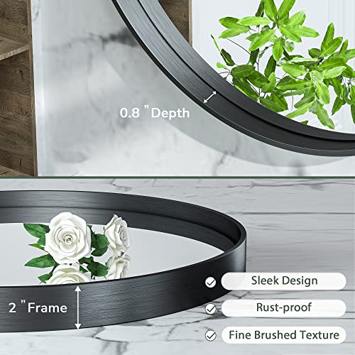 Tokeshimi Black Round Mirror 36 Inchs Wall Mounted Black Circle Bathroom Mirror With Non-Rusting Aluminum Alloy Brushed Matte Metal Frame For Modern Minimalist Farmhouse Home Decor #TOP2