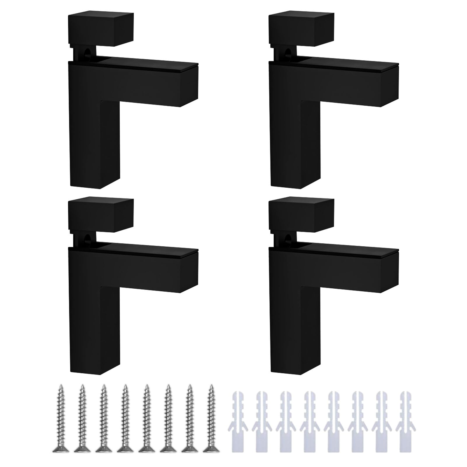 Escuadras para Estanterias, 4 Piezas Soporte Estante Cristal, Soporte Espejo Pared, Aleación de Zinc, Acabado Cepillado, para Estantes de Madera, Vidrio, Espesor 3-25 mm