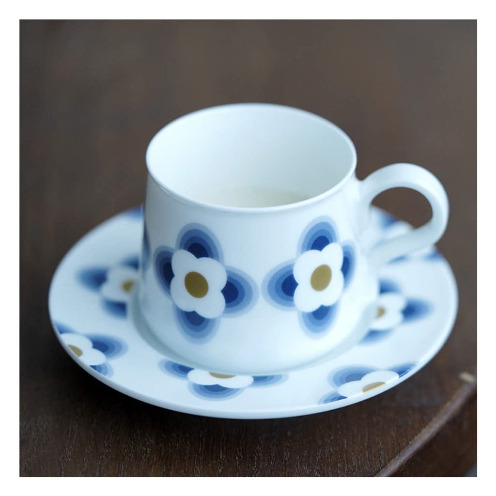Kaffeetasse Einfache keramische Tasse und Untertasse Set Nachmittag Tee Kaffeetasse Handgemalte Muster Becher Familienfrühstück Milchtasse Teetasse (Color : B)