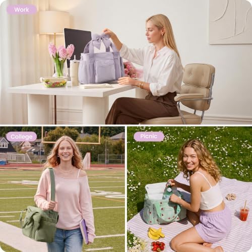 LOVEVOOK Insulated Lunch Box for Women,Adult Lunch Cooler Tote Bag with Bow — view 7