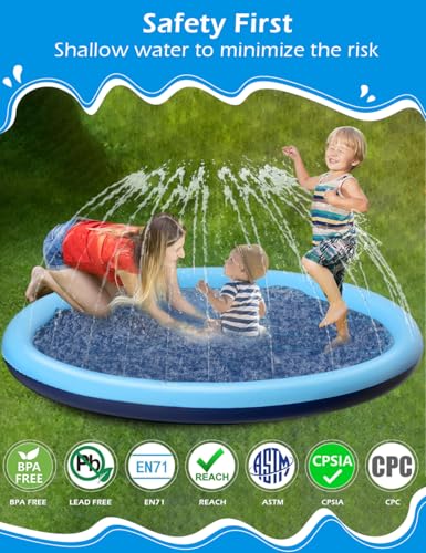 Kids Dog Splash Pad Sprinkler - Jasonwell Non Slip Dog Sprinkler Pad Splash Pool Puppy Dogs Pool Summer Outdoor Water Toys Backyard Durable Splash Pad for Toddlers Kids Small Medium Large Dogs Pet - Image 4