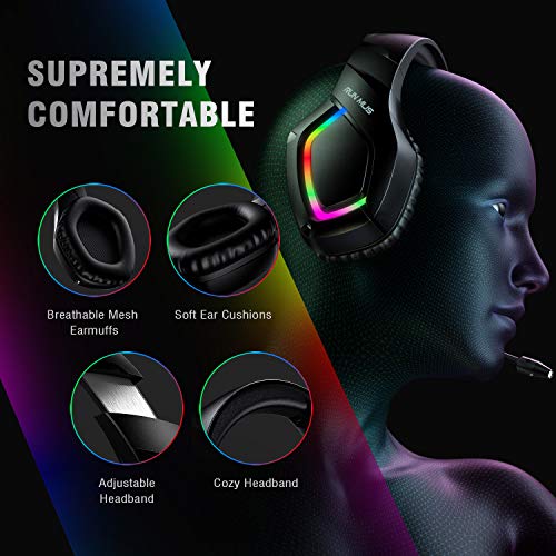 RUNMUS Gaming Headset PS4 Headset with 7.1 Surround Sound, Xbox One Headset with Noise Canceling Mic