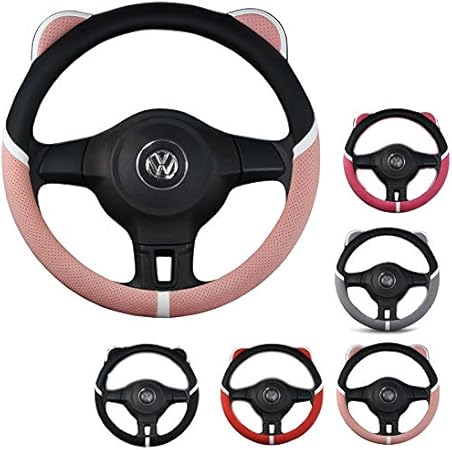 Amazon ハンドルカバー 車内用品 レザーカバー 女性用 カーインテリア 38cm ブラック ハンドルカバー 車 バイク