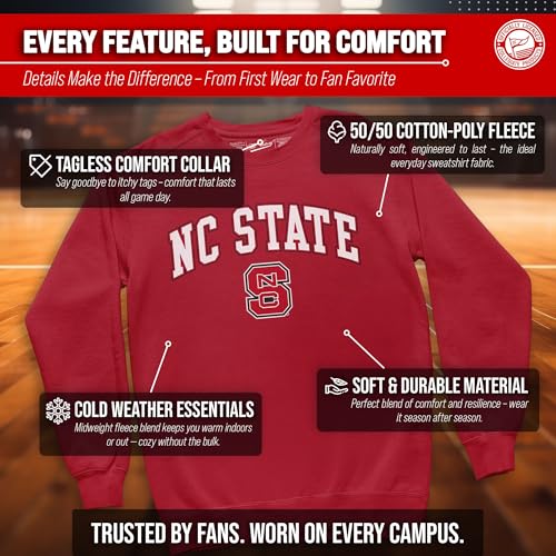 Image of NCAA College Sweatshirt Fleece Crewneck Pullover for Men and Women | Officially licensed NCAA college gameday crewneck pullover - 9 oz fleece lined sweatshirt with arch and logo design