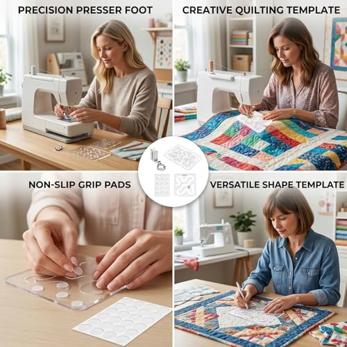 Set de 4 plantillas para quilting con pie prensatela de pata baja miniatura 7