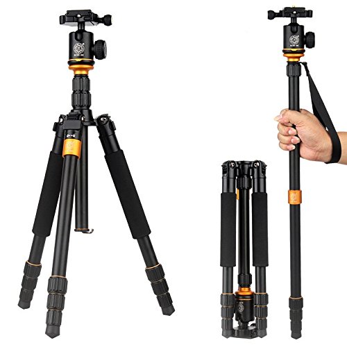 Q999S Portable Aluminum Tripod Monopod with QZSD-06 Ball Head for DSLR Camera