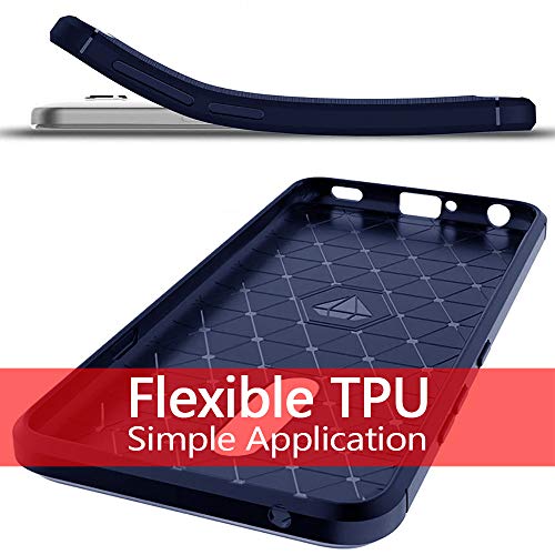 Egalo For Lg Tribute Empire Case,Lg Aristo 3/Rebel 4 Lte/Aristo 2 Plus/Phoenix 4/Tribute Dynasty Phone Cases, Carbon Fiber Soft Tpu Texture Rubber Case For Lg Aristo 2,Brushed Navy #TOP5