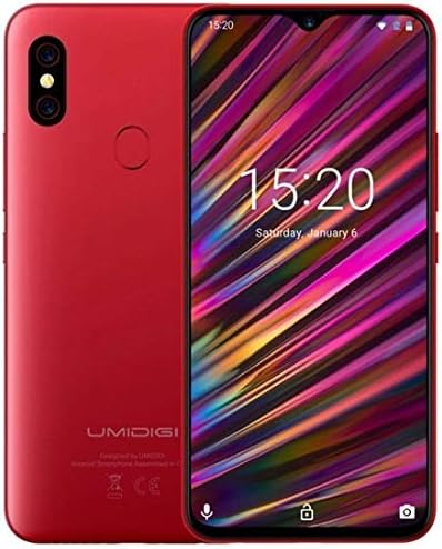 UMIDIGI F1 Mobile Phone Unlocked Dual 4G Smart Phone Sim Free Android 9 Pie 5150mAh Battery 128GB ROM+4GB RAM 6.3" FHD+ Smartphone with NFC [Red]