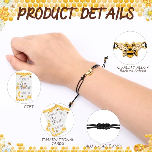 Sasylvia Inspirational Bee Bulk Bracelet Positive Handmade Honeybee Bracelet with Motivational Card Bee Party Favor Thank You Gift for Medical Assistant Classroom Awards Student Teacher3