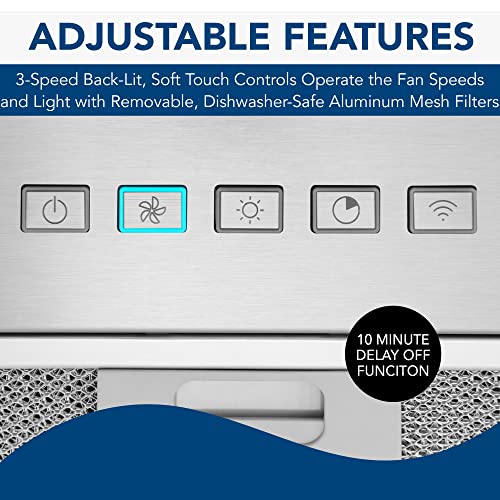 Image of Broan-NuTone PM400SSV 21-inch Custom Cabinet Built-In 4-Speed Power Pack Insert with Voice Control, LED Lighting, and 450 Max Blower CFM, Stainless Steel