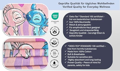 Theonoi Disney Lilo und Stitch Kinder Handtuch Badetuch Strandtuch Duschtuch 70x140 cm 100% Baumwolle für Mädchen – Öko Tex Standard