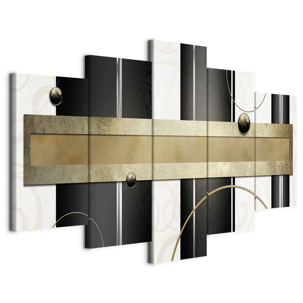 Cuadros B&D XXL - Cuadro en Lienzo Abstracto Moderno 200x100 cm Impresión de 5 Piezas Material Tejido no Tejido Impresión Artística Gráfica Decoracion de Pared geometrico ornamento Arte a-A-0048-b-m