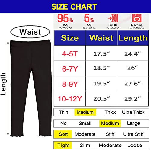 ZROPIKAL Pacote com 4 leggings básicas de algodão para bebês, meninas e crianças pequenas, Preto, ro