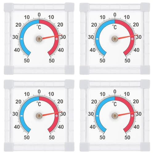 4 Pack Outdoor Thermometer, Weatherproof Outdoor Thermometers, Window Thermometer for Garden, Outside Thermometer for Accurate Temperature Reading, Suitable for Window and Outdoor Enthusiasts ﻿