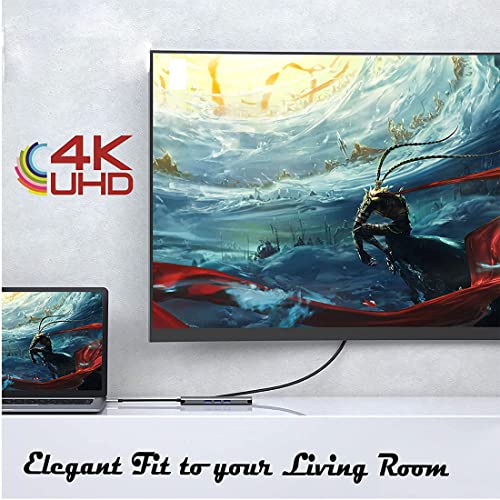 Image of Vaku Luxos USB Hub Type C Hexon 6IN1 multiport 3.0 High Speed Adapter connector (5GBPS) data transfer Converter Extension, 4K HDMI, Type C PD, RJ45 Ethernet docking station USB A Port Compatible with Macbook Air Pro (M1, M2 etc), iPad Pro Air, Laptop, and Other Type C Mobile & Devices