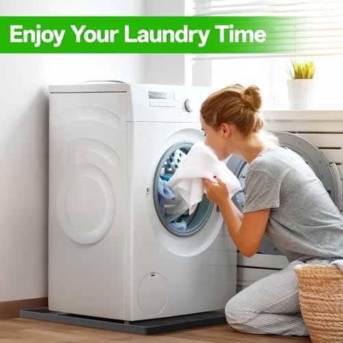 Image of Washing Machine Drain Pan Silicone mat - 30x33 Inch Non-Slip Waterproof Washer Drip Tray, Anti-Vibration Soft Mat for Under Dryer or Washer, Floor Leak Protector for Laundry Room