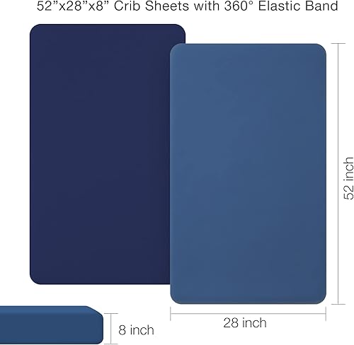 Miniatura 4 de POSENPRO Paquete de 2 sábanas bajeras de microfibra para cuna, acogedoras y suaves, de color liso, para colchones estándar de cuna y de niño