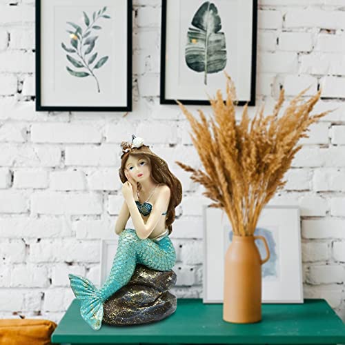 Mermaid Figurines Decor Resin Mediterranean Style Mermaid Princess Statue 4.6" Tall Gifts For Girls #TOP6