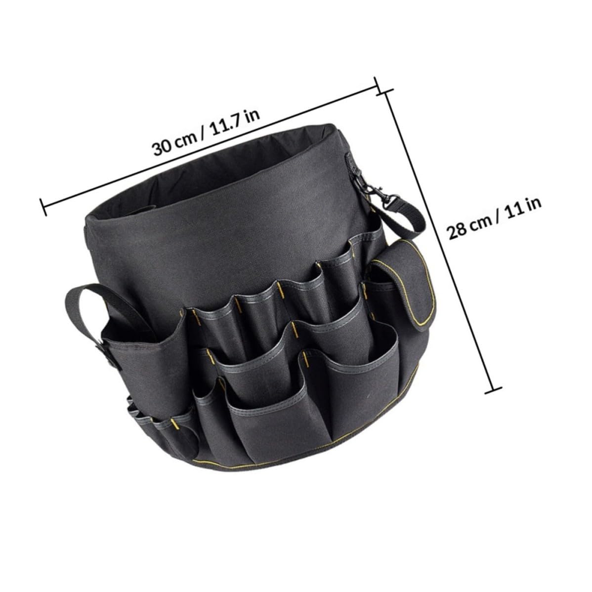 Garneck Borsa Porta Attrezzi da Giardino Oxford Nero con Tasche Multiple e Design Multi-scomparti per Organizzazione e Trasporto Facile degli Utensili