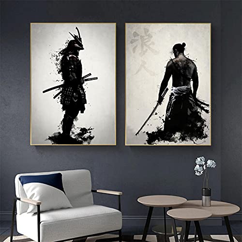 Toile Art Samouraï 40x50cm sans Cadre pour Rénover un Mur Vide