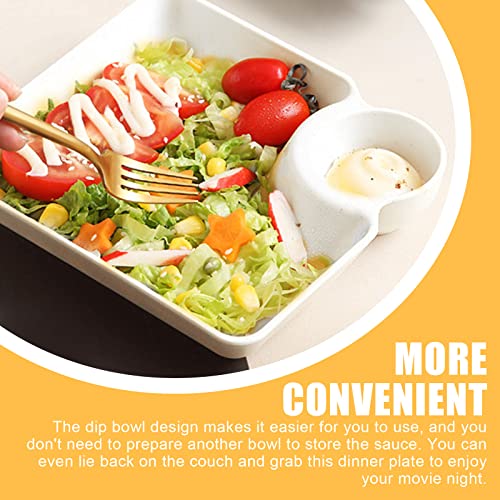 Zuolun 5 Pcs Plastic Dumpling Plates With Sauce Compartment, 7.2Inch Reusable Sushi Plates Pasta Plate Dipping Plate, Divided Serving Dumpling Dish Trays, Chips And Salsa Plate (White) #TOP4