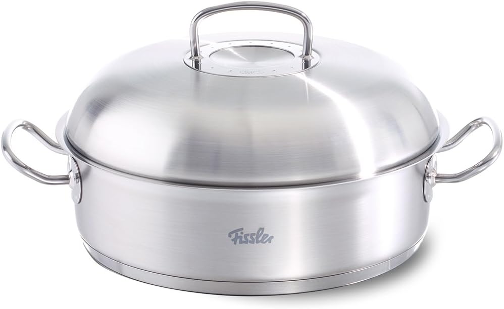 original-profi collection Stainless Steel Roaster (11-in, 5 Quart) High Domed Metal-Lid, round covered, Induction, silver