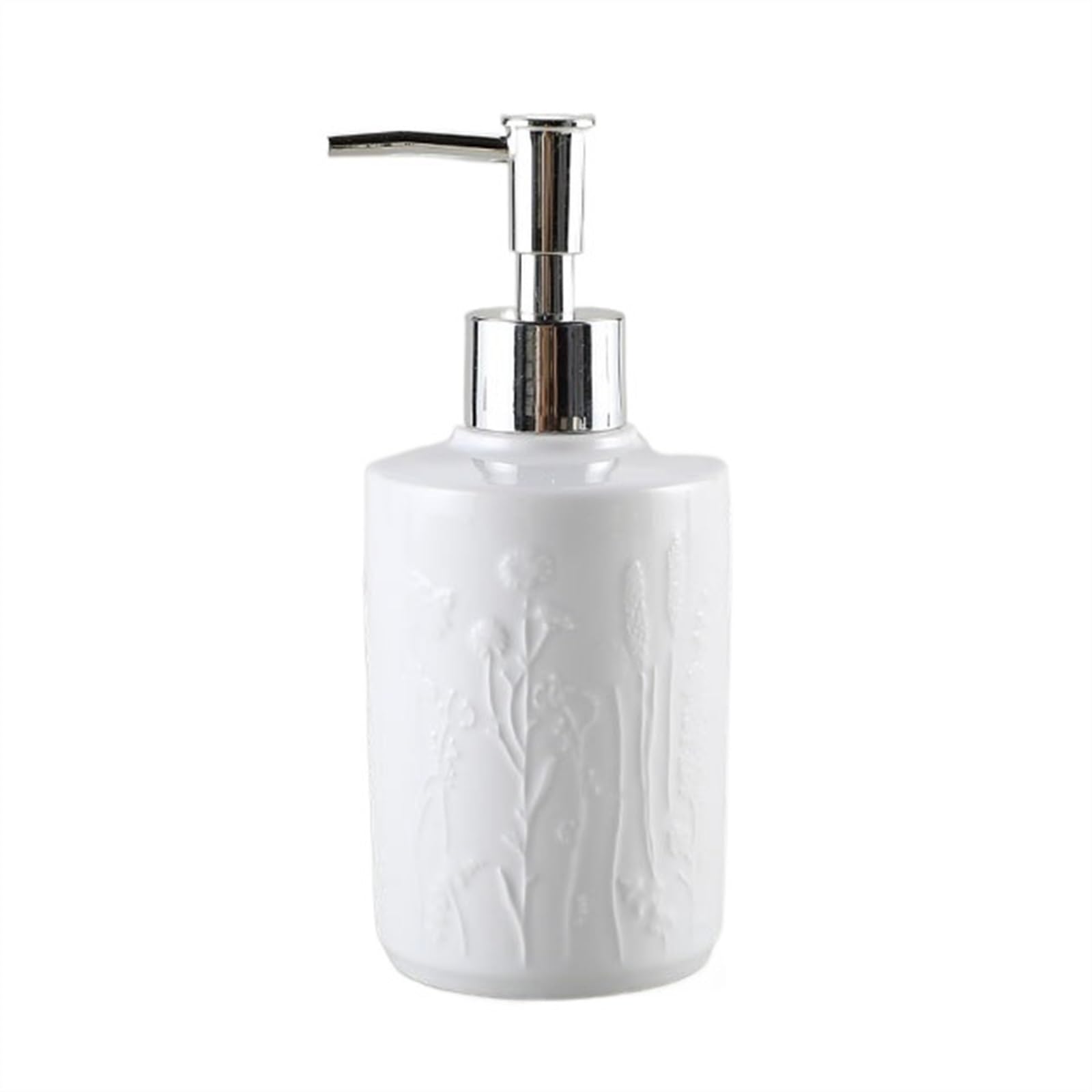 Kitchen Soap Dispenser White Soap Dispenser for Bathroom Kitchen, Ceramic Soap Dispenser Bottle with Embossed Soap Pump for Hand Soap, Soap, Lotion Handsoaps Dispenser