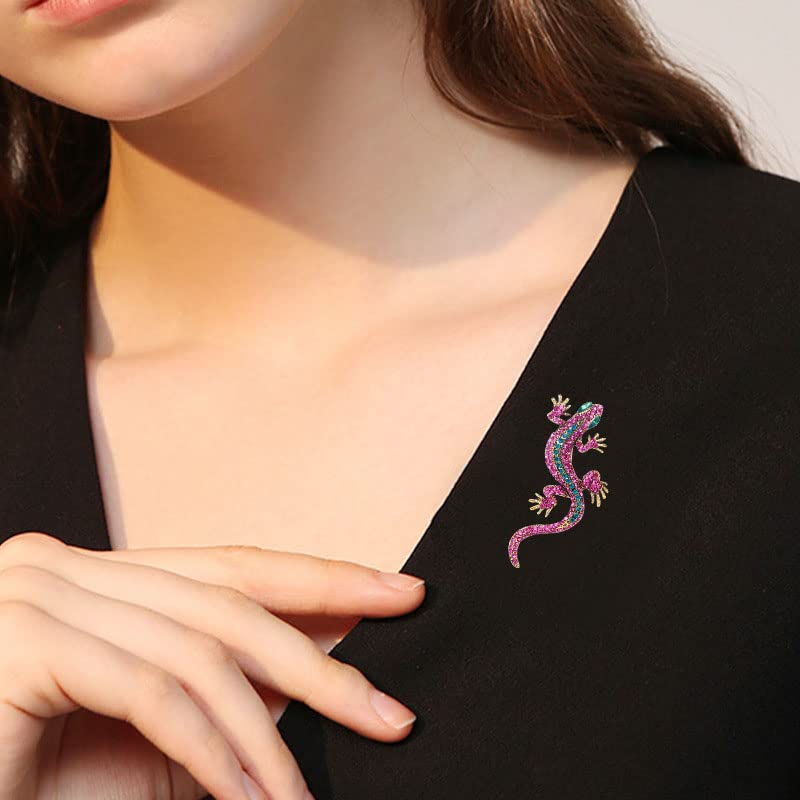 Image of Opexicos 2Pcs Funny Lizard Diamond Gecko Party Pin Clothes Jewelry Vintage Metal Brooch