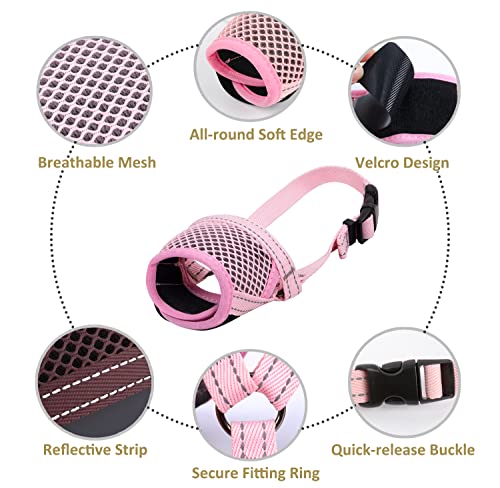Dog Muzzle, Reflective Soft Muzzle For Small Medium Large Dogs Corgi Beagle And Golden Retriever, Adjustable Muzzle With Velcro For Biting Chewing #TOP1