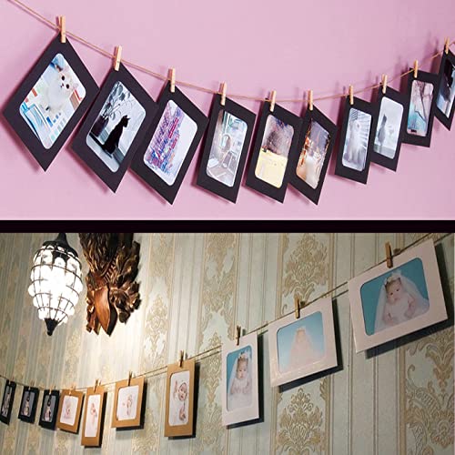 Perfect 4U 30 Pcs Diy Paper Photo Frames 4X6 Picture Frame With Wooden Clips And String Hanging Cardboard Photo Frame 10X15 Cm Set For Home Wall Décor #TOP4