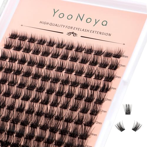 YOONOYA Lash Clusters 144 Pcs 8-16mm Individual Lashes Eyelash Clusters D Curl Cluster Eyelash Extensions Natural Wispy Cluster Lashes Reusable Eyelash Extension Lasting Lash (QD-8-16mm