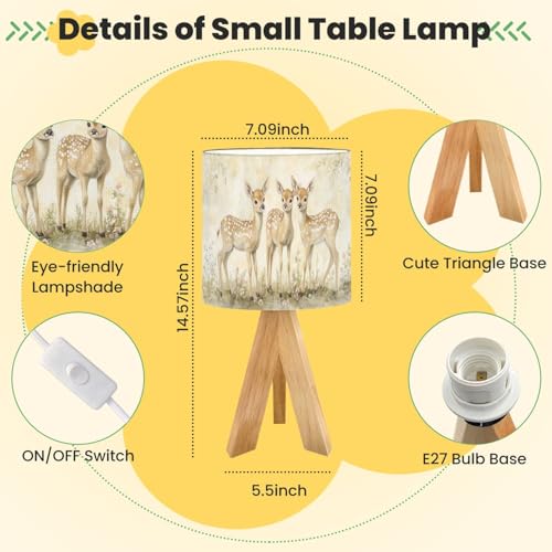 Lámpara de Mesa Infantil con Base de Madera y Pantalla de Lino miniatura 2