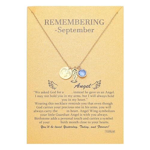 Miscarriage Gifts for Mothers Pregnancy Loss Guardian Angel Pendant Necklace for Women Birth Stone Remember Me Bereavement Gift
