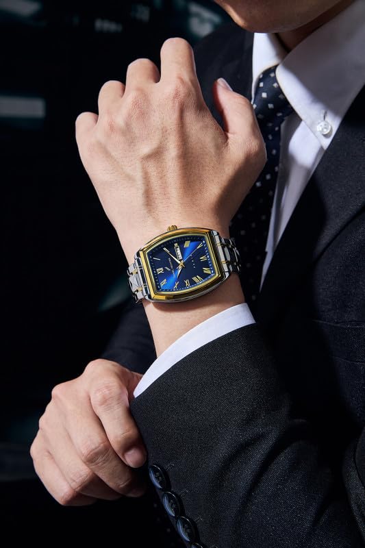 Image of Daniel Hechter Duroc Collection Luxury Watch for Men with Roman Indices, Day-Date Display and Two-Tone Studded Stainless Steel Strap