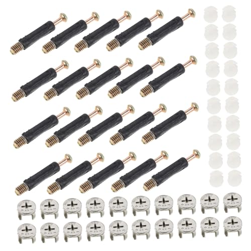FUNOMOCYA Furniture Hardware Fixing Screw Connection Kit 20pcs Set for Wardrobe Cabinet Drawer Table Embedded Rod Connectors Secure Assembly Versatile Fitting Dowels