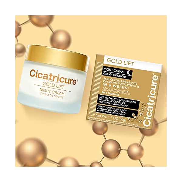 CICATRICURE-Gold-Lift-Night-Cream-17-Ounce Cicatricure Gold Lift Night Cream, Anti Aging Facial Moisturizer, Hydrating Skin Care with Gold, Calcium & Silicon to Lift and Tighten Face Contour Overnight, 1.7 Ounce