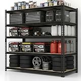LI JIU HOME 55' W Storage Shelves, 3500LBS Garage Shelving, 5-Tier Metal Shelving Unit,...