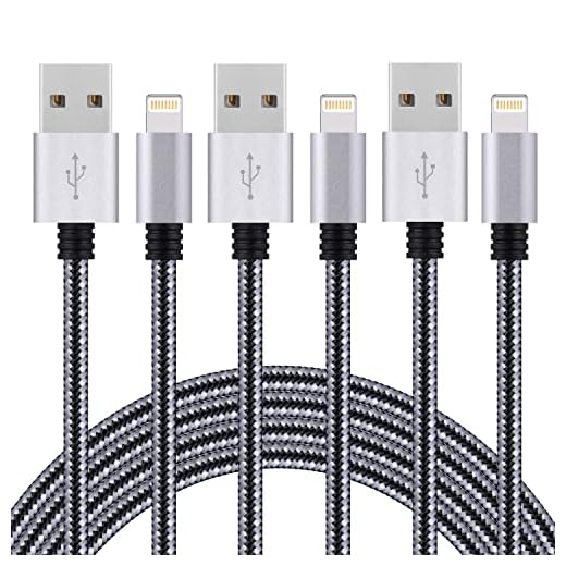 Everdigi iPhone laddningskabel [3 pack x 3 m] certifierad High Speed Sync&Charge för iPhone 12/12pro/12 pro max/XS/XS Max/X/8/8 Plus/7/7 Plus/6s/ 6(svartgrå)
