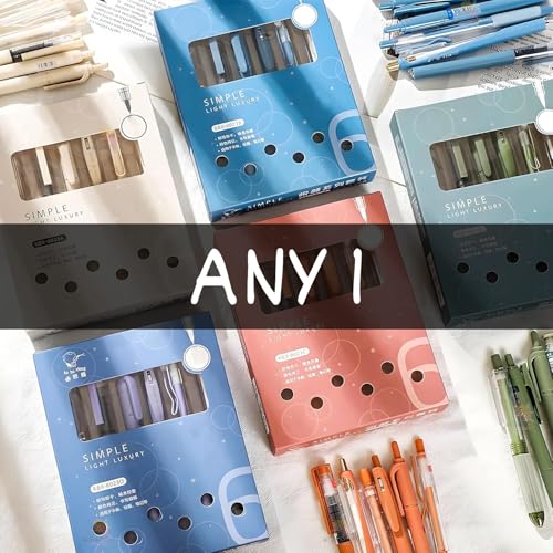 Image of 6 Pcs Korean Aesthetic Pastel Pen Set Blue Ink Cute Stationery for Girls Kawaii Fancy Gift Pens Aesthetic Office Supplies