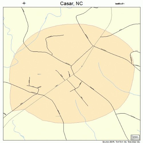 Large Street & Road Map of Casar, North Carolina NC Printed poster