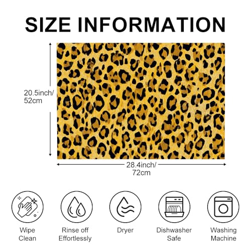 Image of Leopard Print Gold Black Animal Stove Top Cover 28.35x20.47in